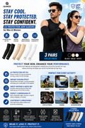 Arm Sleeves (3 Pairs) – UV Sun Protection, Cooling & Compression Sleeves for Men & Women (Anti-Tan & Breathable)
